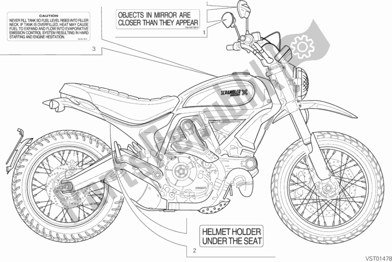 Alle onderdelen voor de Posizionamento Targhette van de Ducati Scrambler Urban Enduro Thailand USA 803 2015